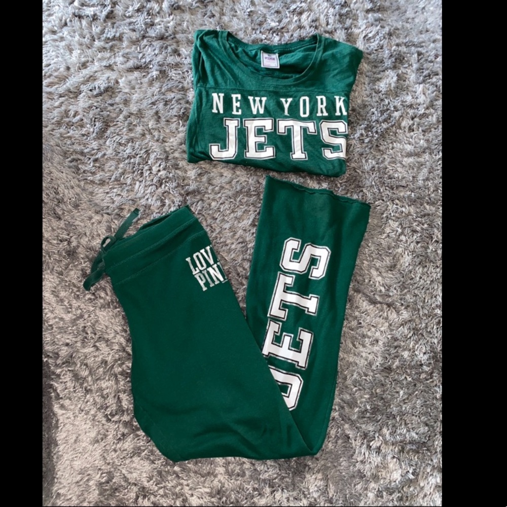 PINK NEW YORK JETS PANTS SUIT SET